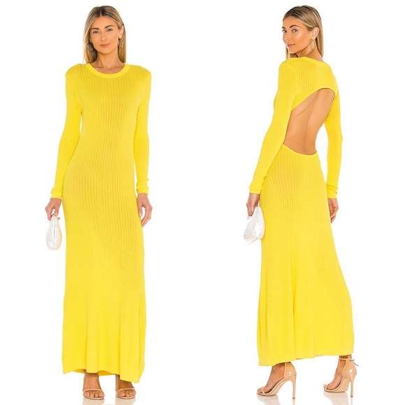 Dodo Bar Or Dresses & Skirts - NWT Dodo Bar Or Sara Long Sleeve Open Back Knit Maxi Dress Yellow